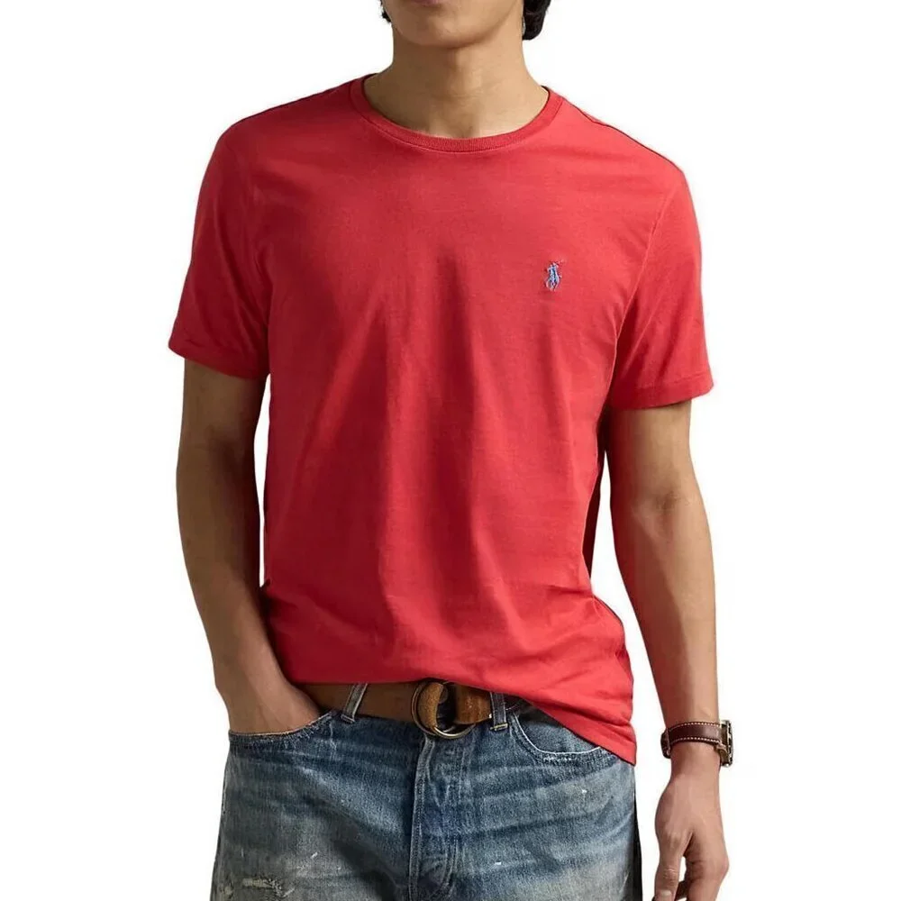 Polo Ralph Lauren Men's Red Custom Slim Fit Jersey Crewneck T-shirt Size Medium